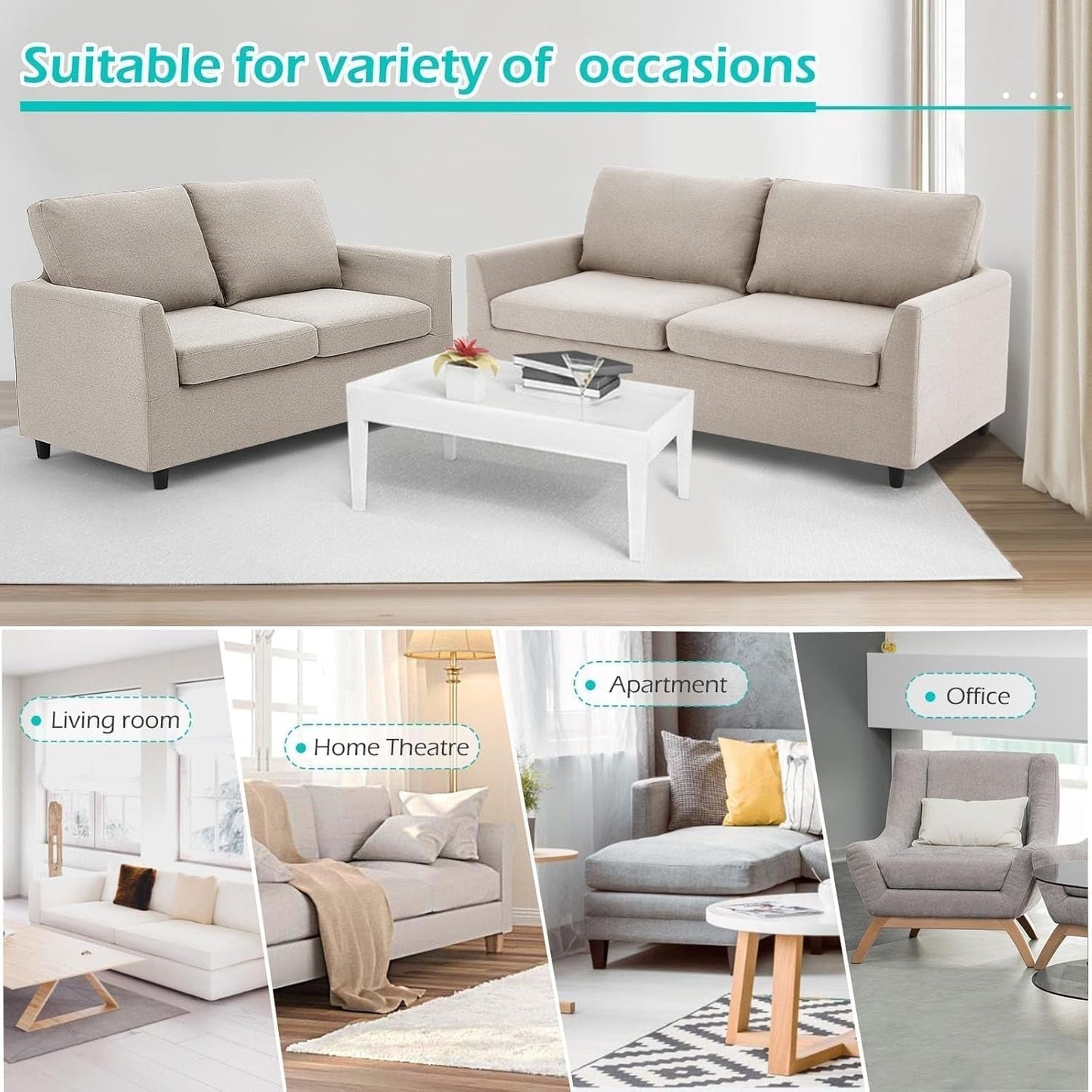 YODOLLA 2 Seater Sofa with Removable Sofa Covers, Morden Love Seat Comfy Couch