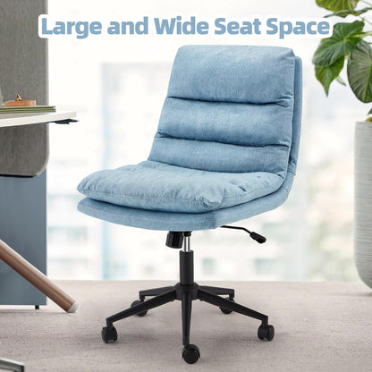YODOLLA Office Chairs Swivel Desk Chair, Linen Fabric Blue
