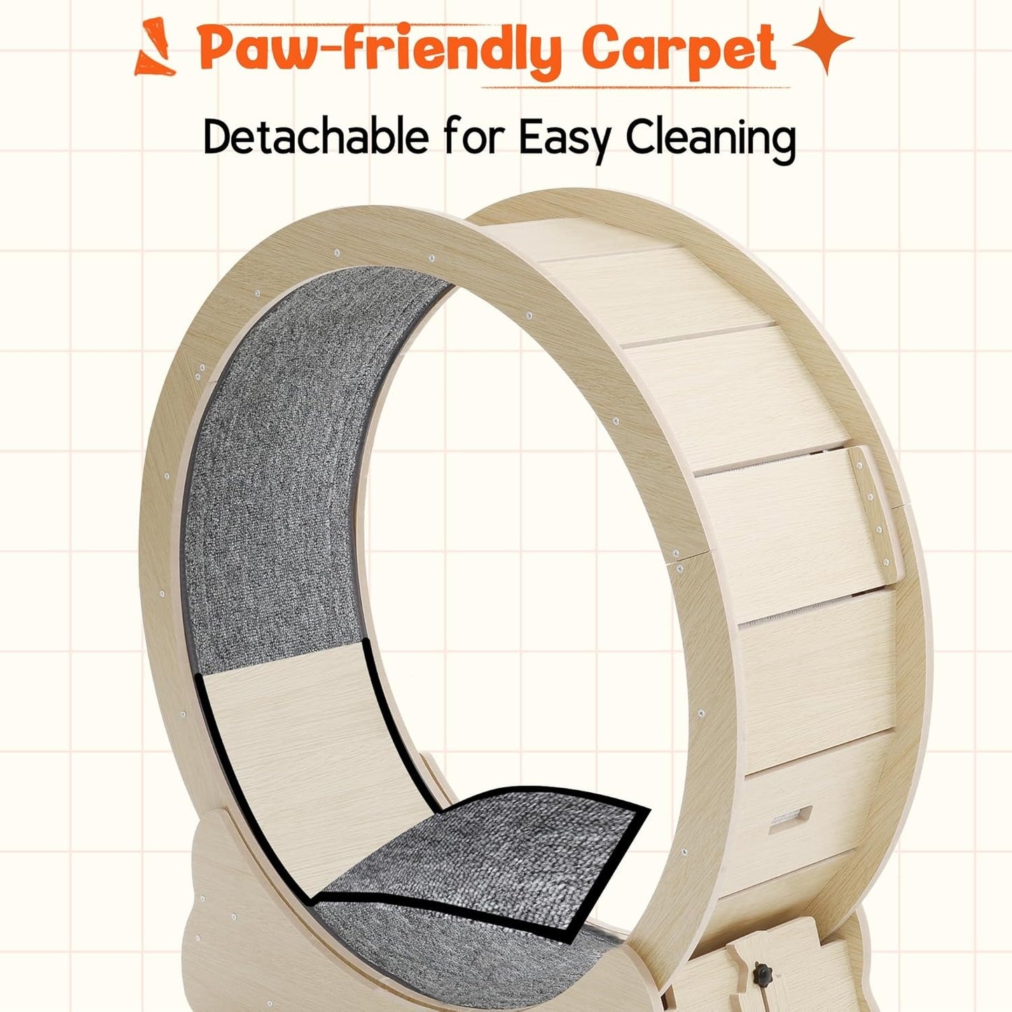 YODOLLA 43.3” Cat Exercise Running Wheel, Natural