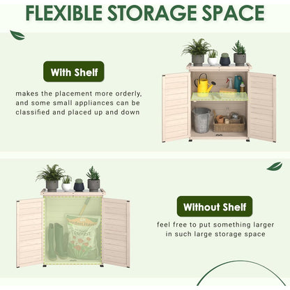 YODOLLA Outdoor Work Bench Storage Cabinet, Beige