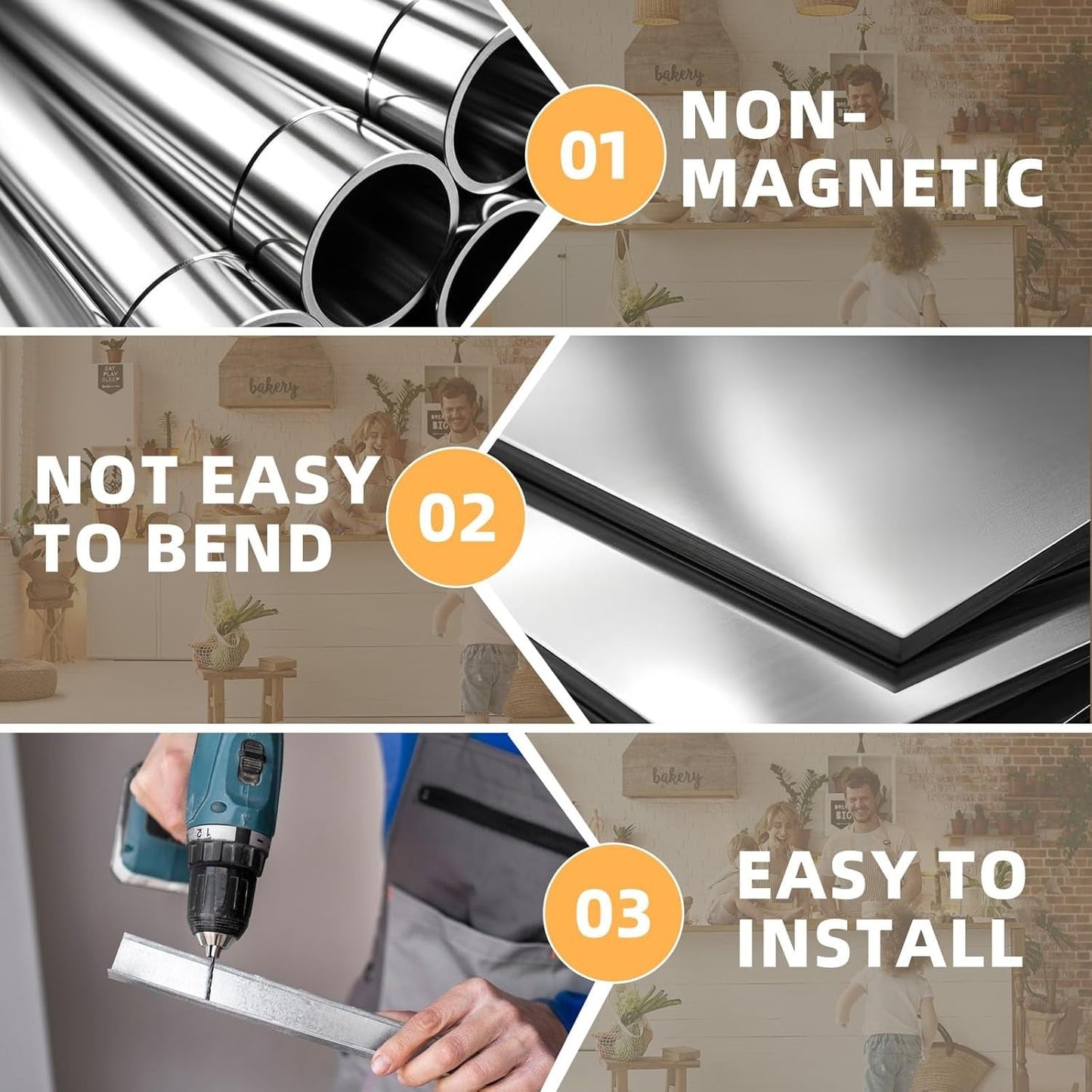 YODOLLA Stainless Steel Table with Backsplash 48"x18" Prep Tables for Commercial Kitchen