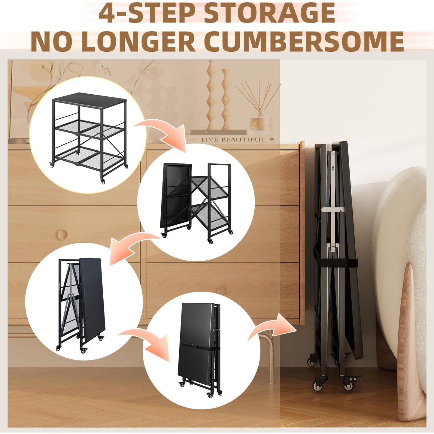 YODOLLA Stainless Pizza Oven Table with 2 Lock Casters, Black