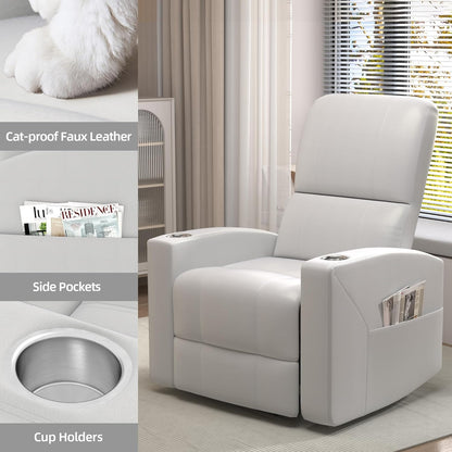 YODOLLA Recliner Sofa Chair, Faux Leather White