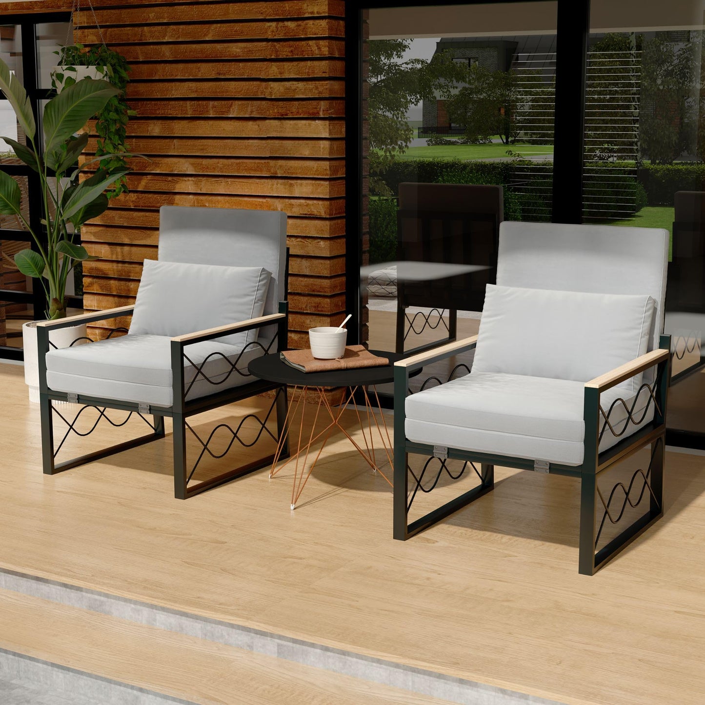 YODOLLA Outdoor Metal Chaise Lounge Chair Adjustable 5-Position Recliner