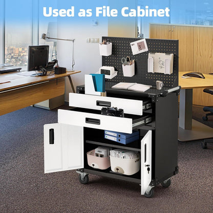 YODOLLA Rolling Tool Chest with Wheels 2 Drawers, White Door