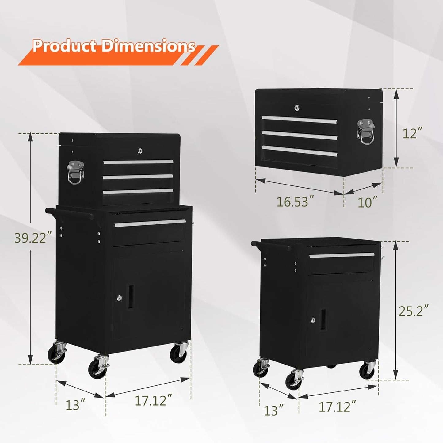 YODOLLA 4-Drawers Heavy Duty Tool Cart with Wheels, Black