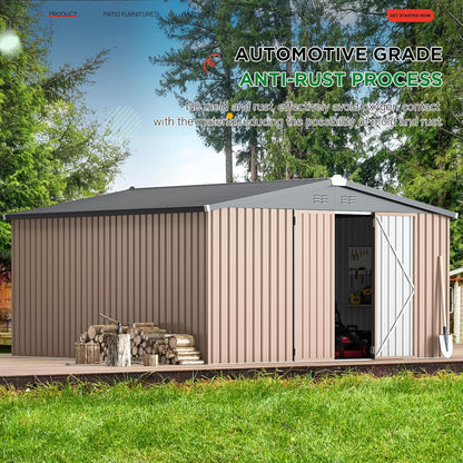 YODOLLA Shed 12' x 12' Storage Shed, Grey