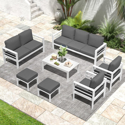 YODOLLA 7-Piece Patio Set, Dark Gray Cushions