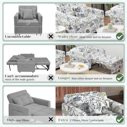 YODOLLA 3 in 1 Chair Bed Sleeper for Adults, Floral