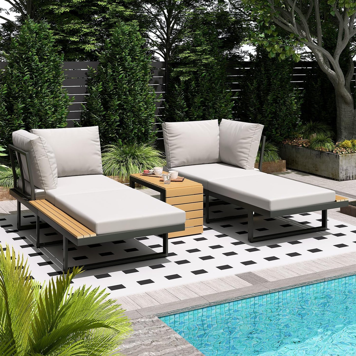 YODOLLA 4 Piece Metal Patio Furniture Set