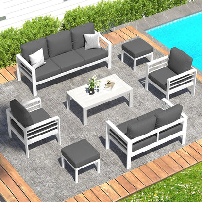 YODOLLA 7-Piece Patio Set, Dark Gray Cushions