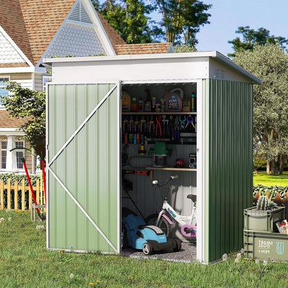 YODOLLA 5'x3' Green Metal Outdoor Storage Shed