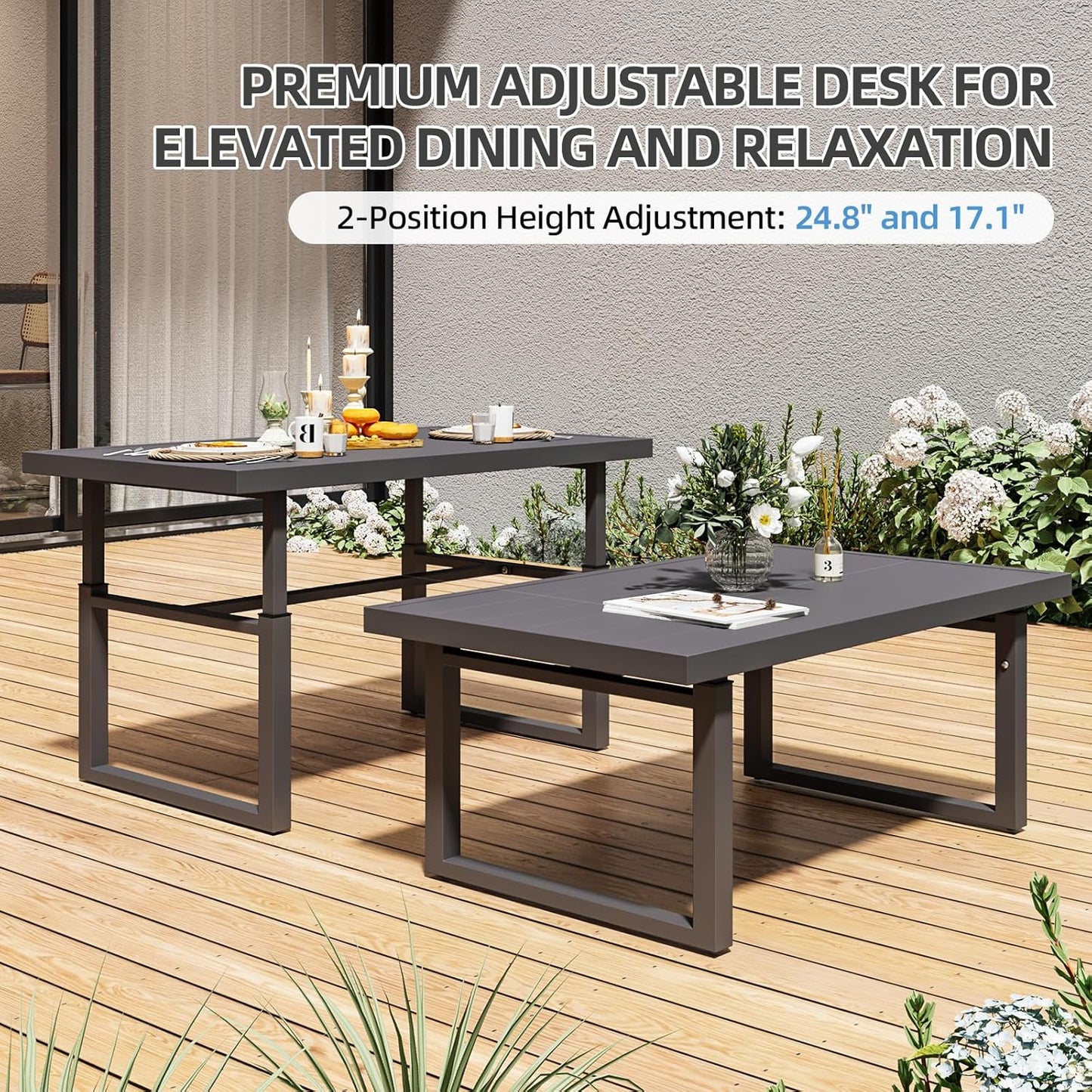 YODOLLA Aluminum Patio Furniture Set Metal Outdoor Furniture, Dark Grey