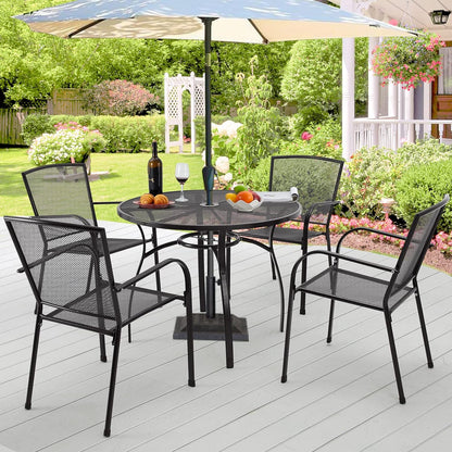 YODOLLA Metal Patio Table with Umbrella Hole
