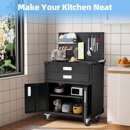 YODOLLA Rolling Tool Chest with Wheels 2 Drawers, White Handle