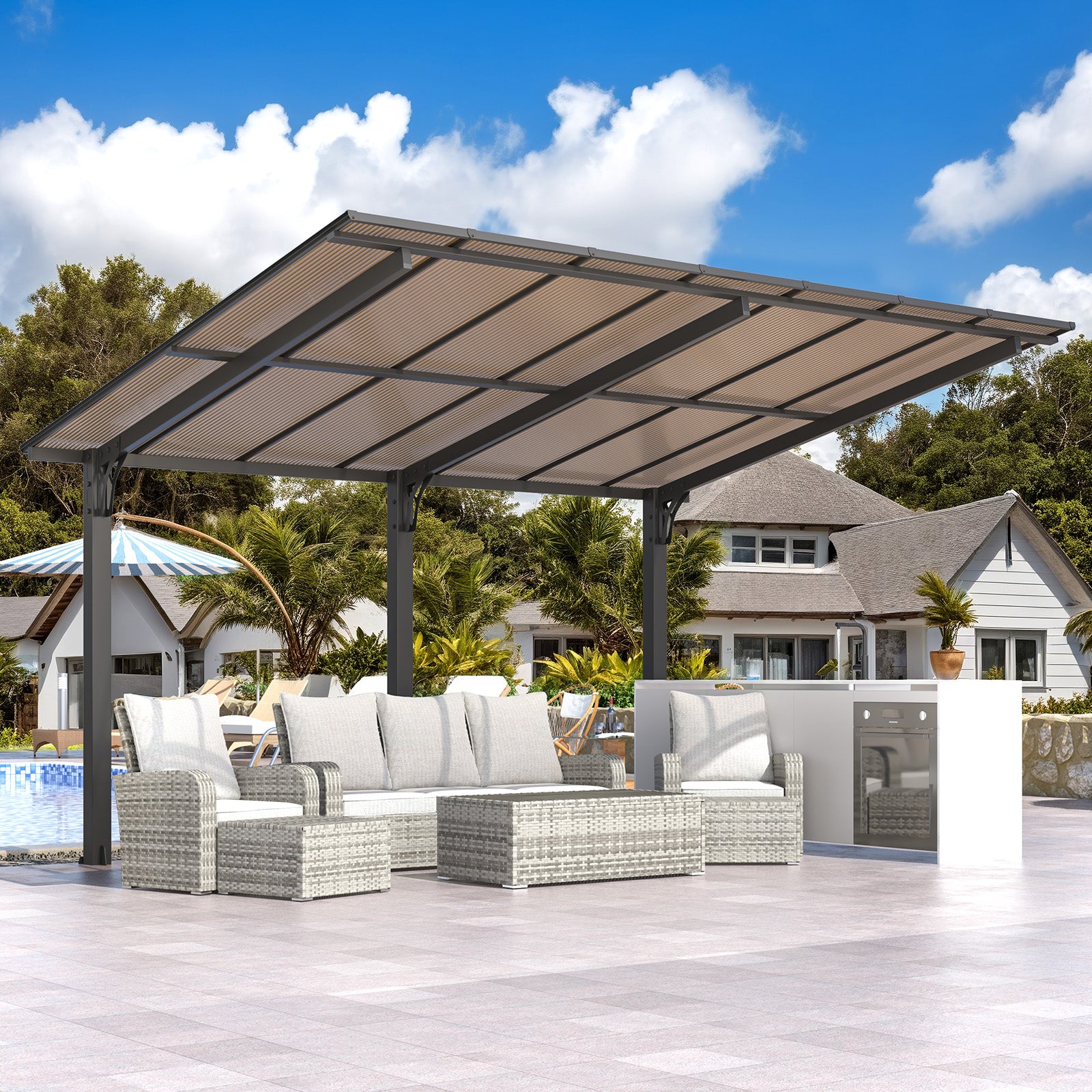 YODOLLA hardtop pergola for patio.