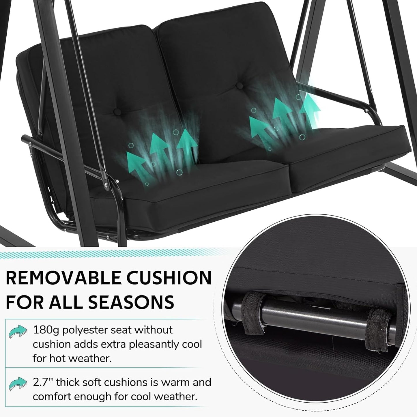 YODOLLA black patio swing