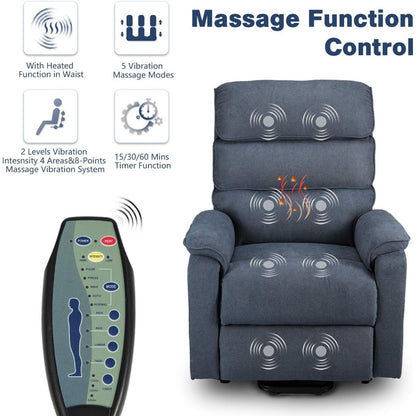 YODOLLA Electric Dual Motor Power Recliner Lift Chair for Elderly, Textile, Blue