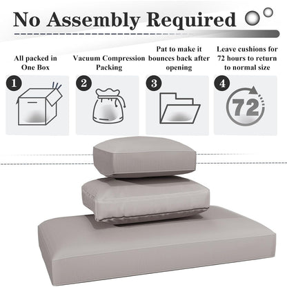 YODOLLA Memory Foam Cushions and Covers, Light Gray