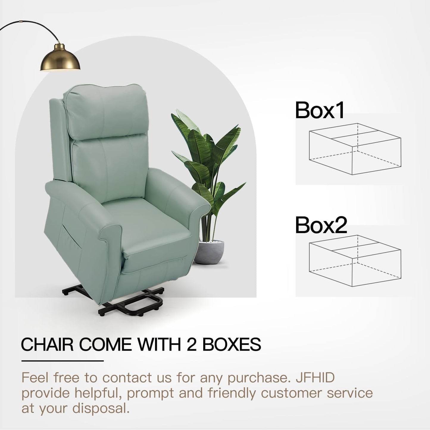 YODOLLA Electric Power Lift Recliner Chair for Elderly, Faux Leather, Mint Green