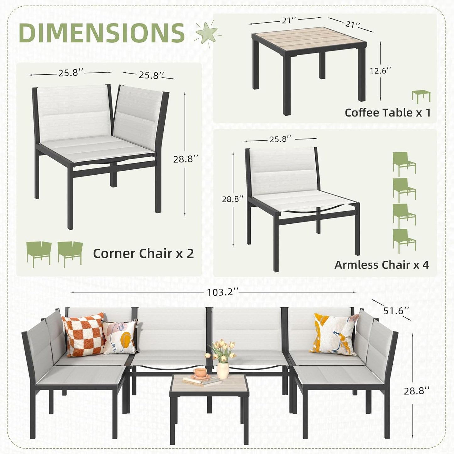 YODOLLA sectional garden furniture set