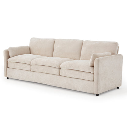 YODOLLA 89" Chenille Sofa, 3-Seater, 2 Removable Pillows, Cream White
