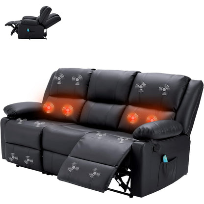 YODOLLA Reclining Sofa 3-Seater Couch, Black