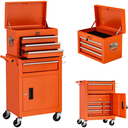 YODOLLA 4-Drawers Heavy Duty Tool Cart with Wheels, Orange
