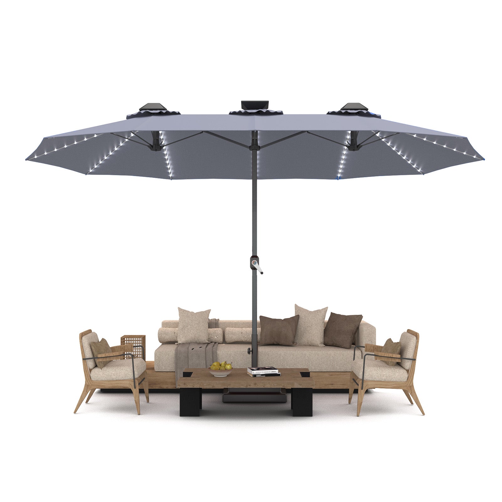 YODOLLA patio umbrella with lights nighttime ambiance