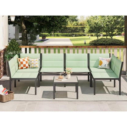YODOLLA 7-Pc Sectional Patio Set Textilene Fabric, Green