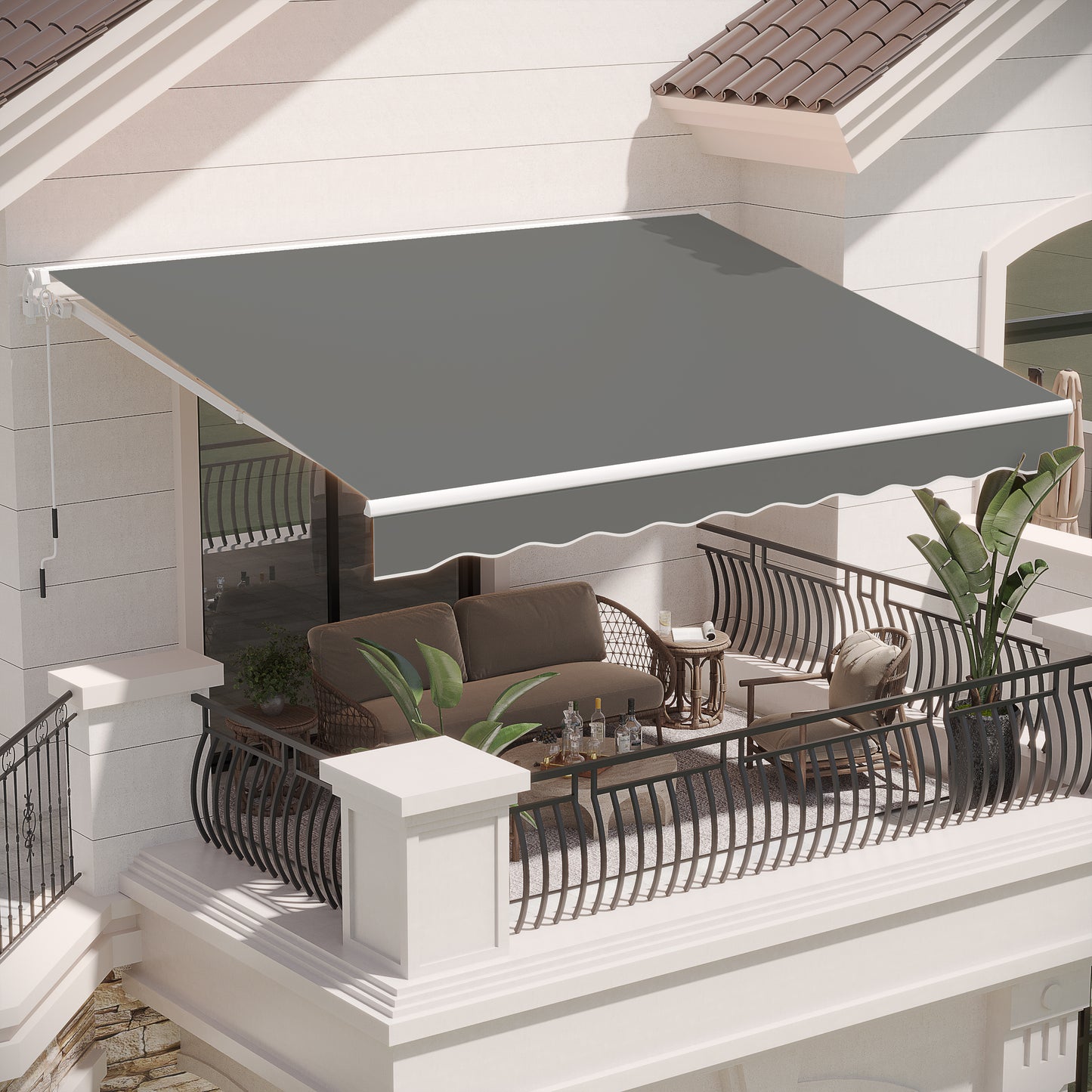 YODOLLA 13'×10' Manual Retractable Awning Sun Shade Patio