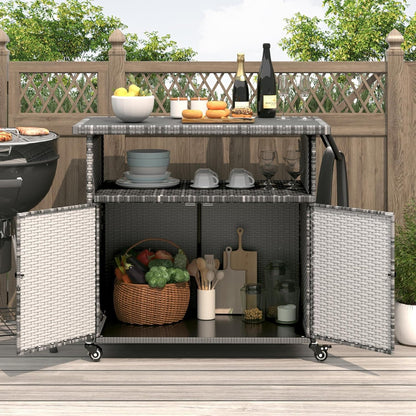 YODOLLA Grill Cart Outdoor with Storage, Gray