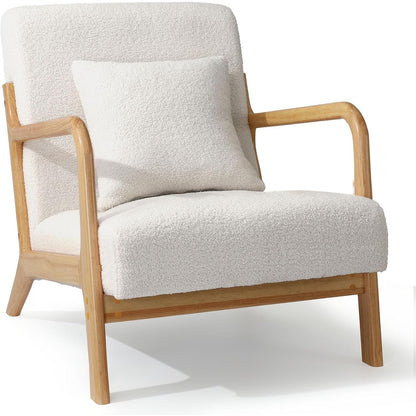 YODOLLA Accent Chair Reading Armchair, Teddy Fleece White
