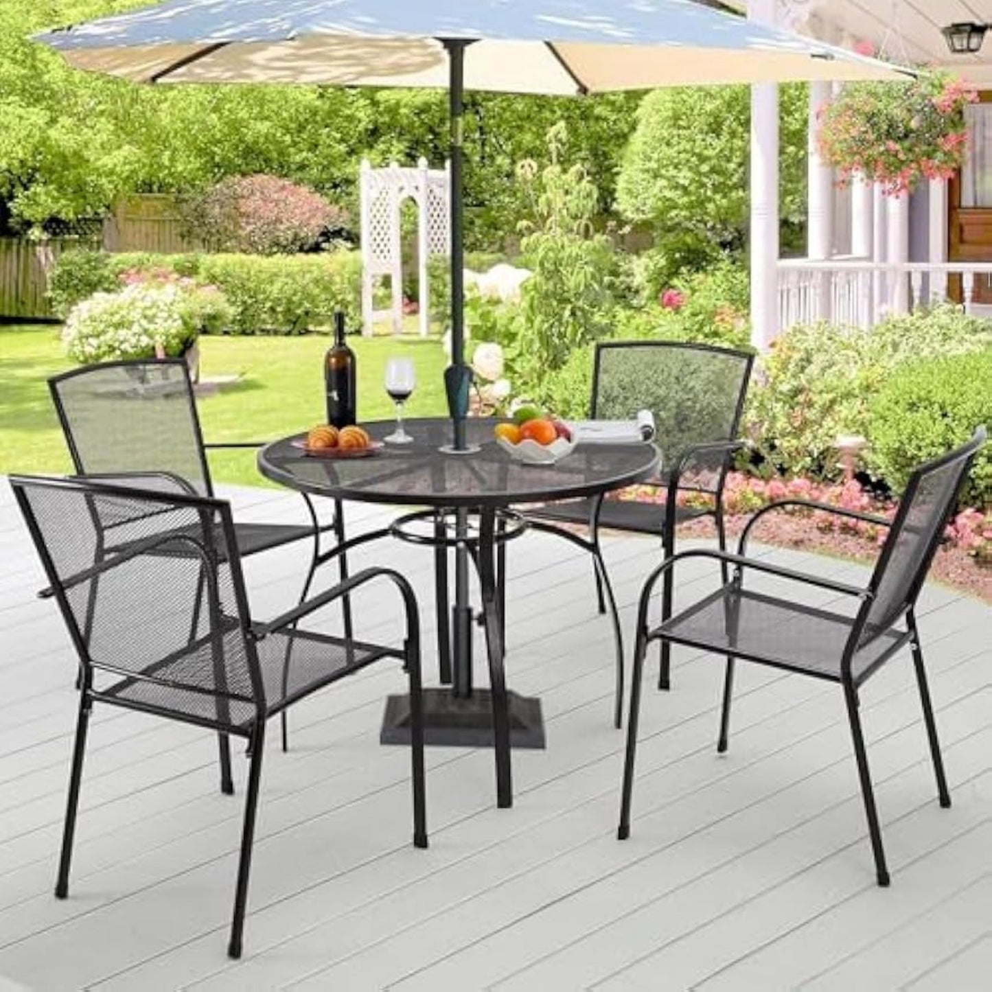 YODOLLA Stackable Patio Dining Chairs Set of 4