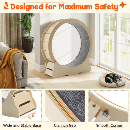 YODOLLA 43.3” Cat Exercise Running Wheel, Natural