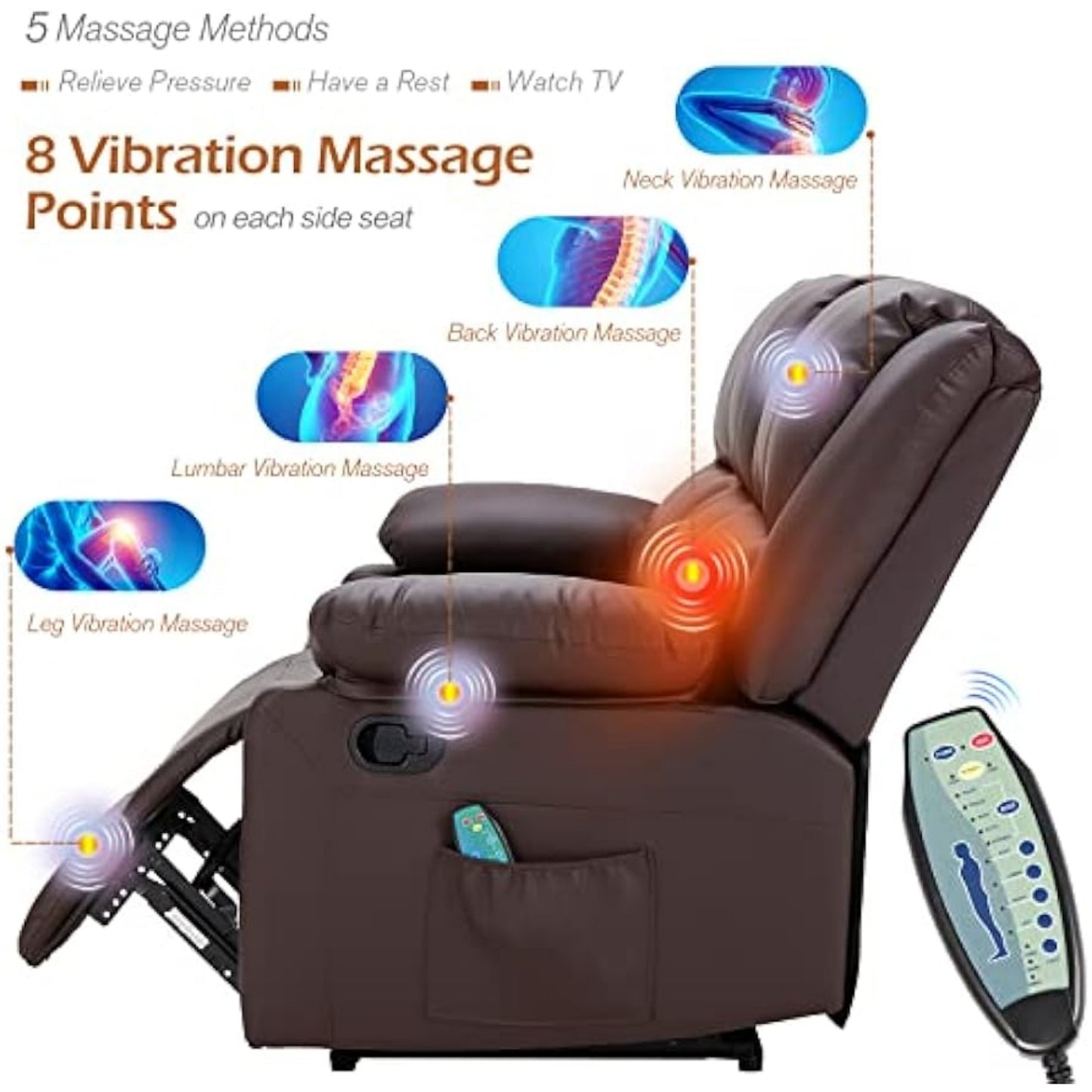 YODOLLA Reclining Sofa 3-Seater Couch, Brown