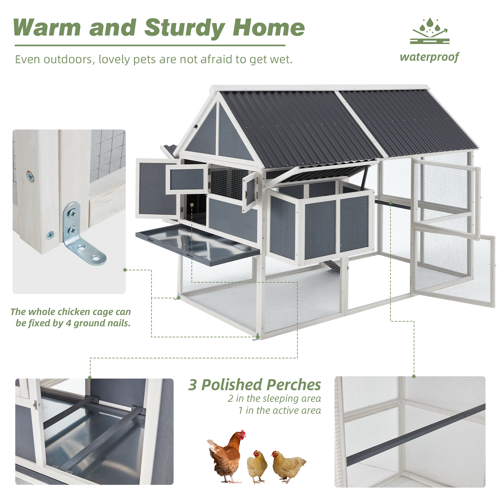YODOLLA wooden chicken coop with perch.