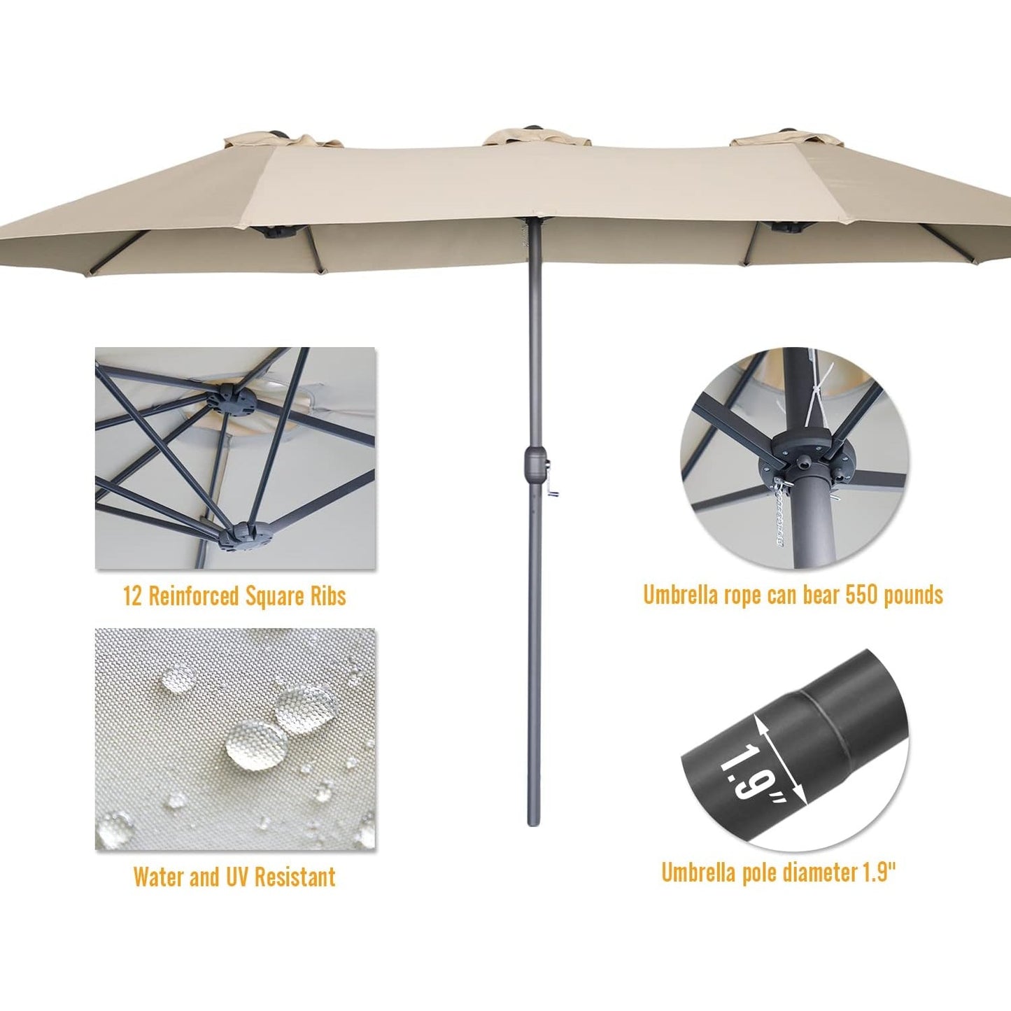 YODOLLA heavy-duty umbrellas for outdoor patio tables