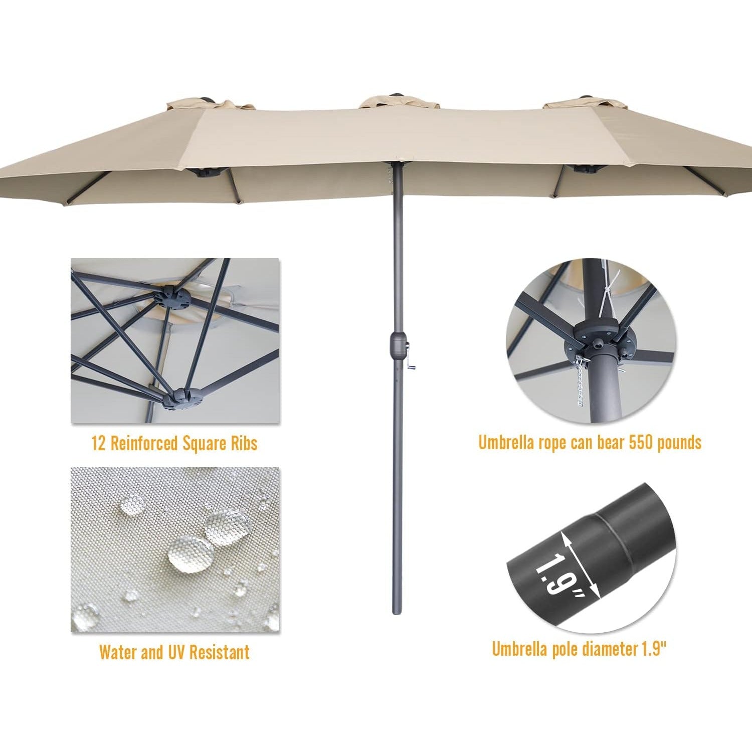 YODOLLA heavy-duty umbrellas for outdoor patio tables