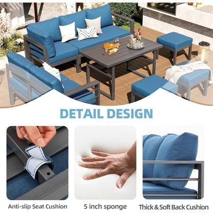 YODOLLA Outdoor Conversation Table and Chair Sets for Lawn Furniture Set, Navy