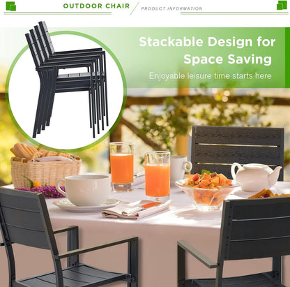 YODOLLA 4 Pieces Aluminum Frame Outdoor Dining Chairs