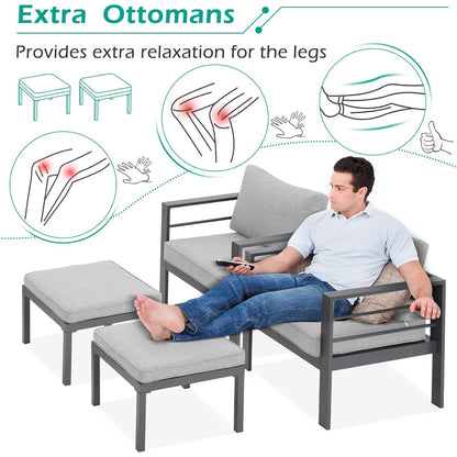 YODOLLA 7 Pieces Aluminum Patio Furniture Set, Gray