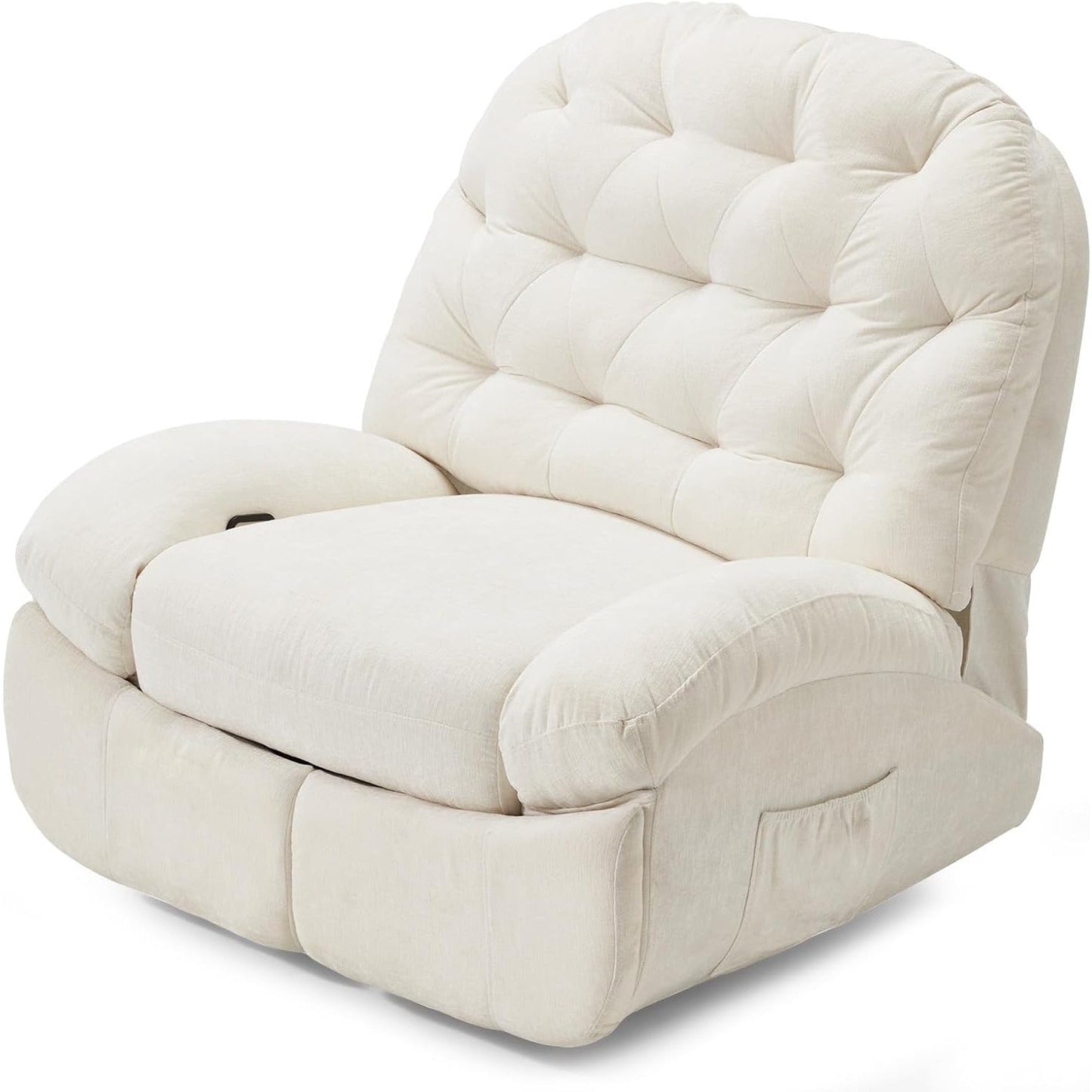 YODOLLA Oversized Recliner Chair, 360° Swivel Rocking Glider, Chenille Rocker, Cream White