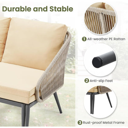 YODOLLA Outdoor Double Chaise Lounge Chair Convertible Patio Loveseat Sofa Couch