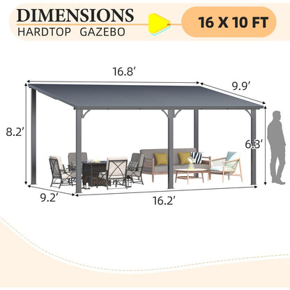 YODOLLA Hardtop Gazebo, Wall-Mounted Lean to Metal Awnings Pergola