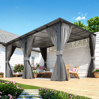 YODOLLA 14' x 12' Gazebo Outdoor Pergola with Curtains and Netting