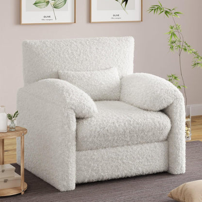 YODOLLA Oversized Armchair, Chenille Mid Century Accent Chair, Comfy Upholstered Single Sofa, Extra Wide Reading Chairs