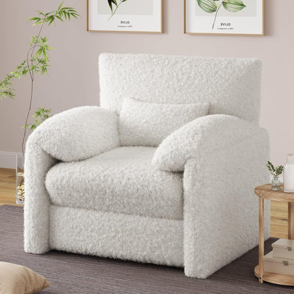 YODOLLA Oversized Armchair, Chenille Mid Century Accent Chair, Comfy Upholstered Single Sofa, Extra Wide Reading Chairs