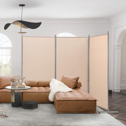 YODOLLA 4 FT Wall Divider and Folding Privacy Screens, Beige