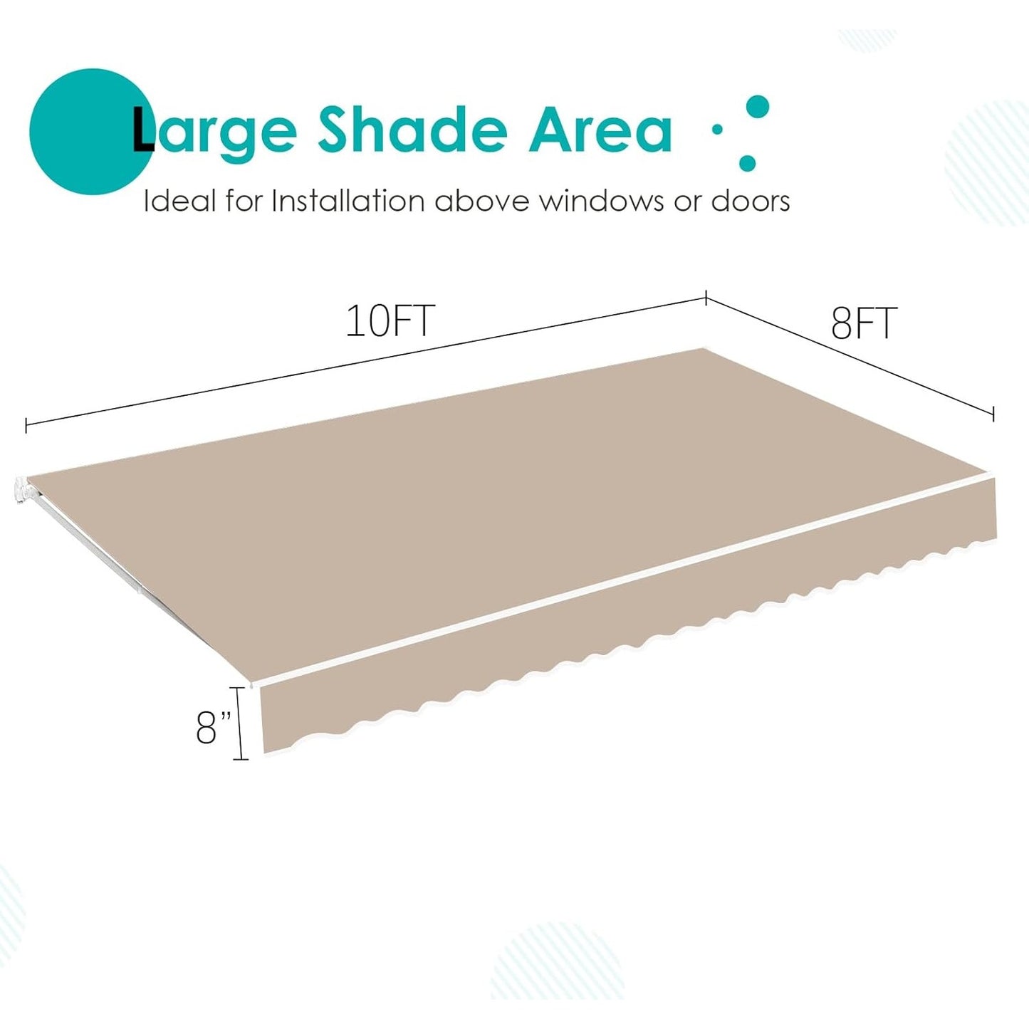 YODOLLA 10x8FT Retractable Awning Replacement Sunshade Canopy